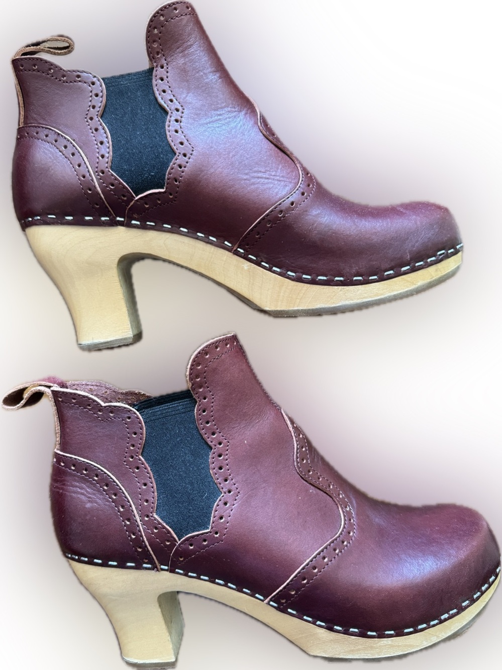 Women’s size 39 Burgundy Leather Victorian Swedish Hasbeens ankle boot